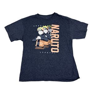 Naruto Shippuden Men L Graphic Anime Tee Gray Short Sleeve Cotton Blend VizMedia